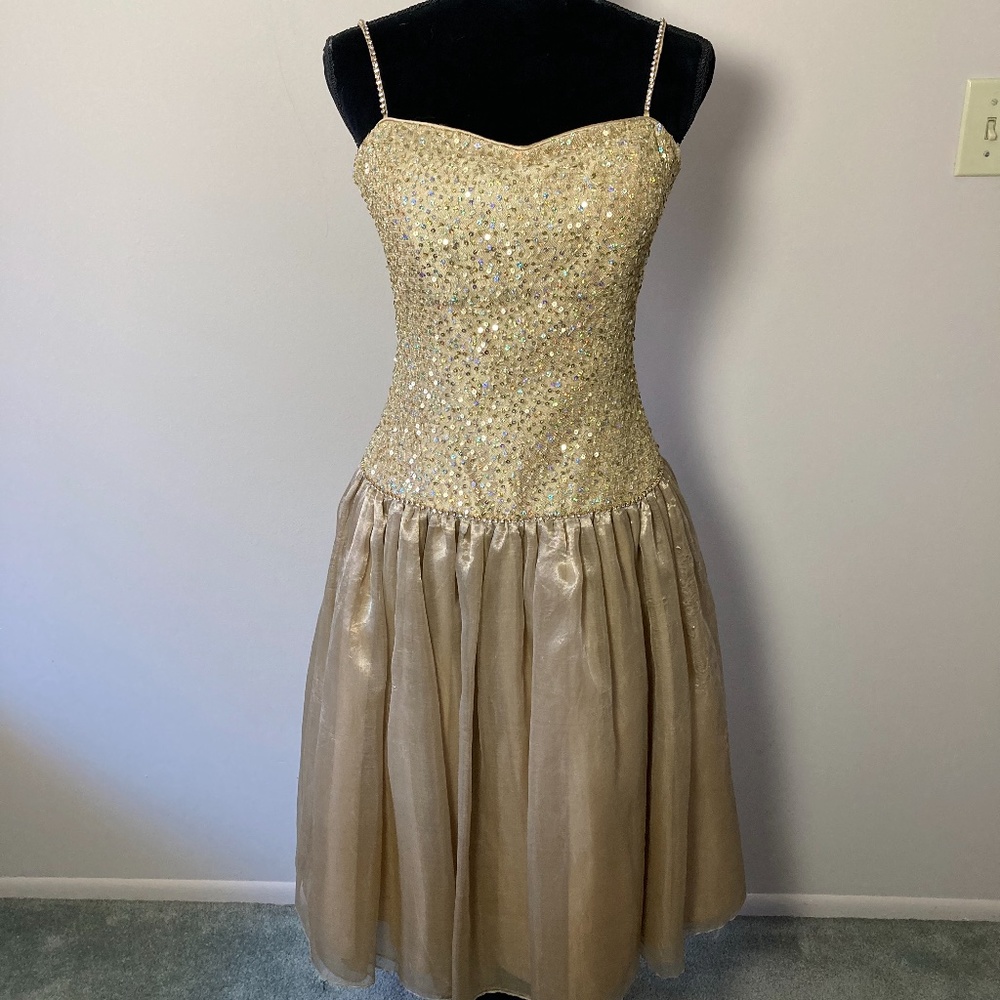 Elena Do Vale Dress, Gold, Size Small